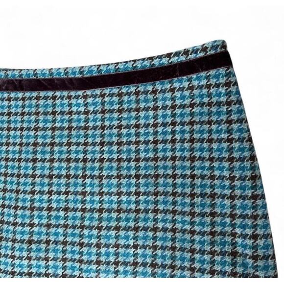 Vintage Wool Blend The Limited Blue Brown Plaid Lined Short Skirt Sz 4 30” Waist - Picture 3 of 7